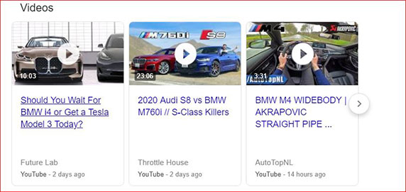 YouTube Video Results in Search Results